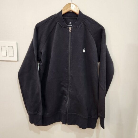 Apple Jacket Mens Large Black Full Zip Store Employee Embroidered Logo Made USA - Picture 1 of 10